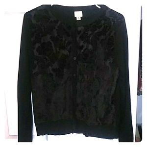 Black button up Cardigan with flower pattern